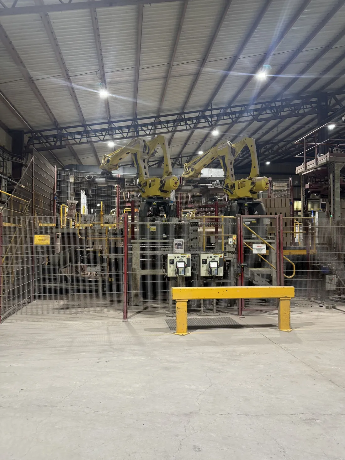 Robotic handling on a brick production line