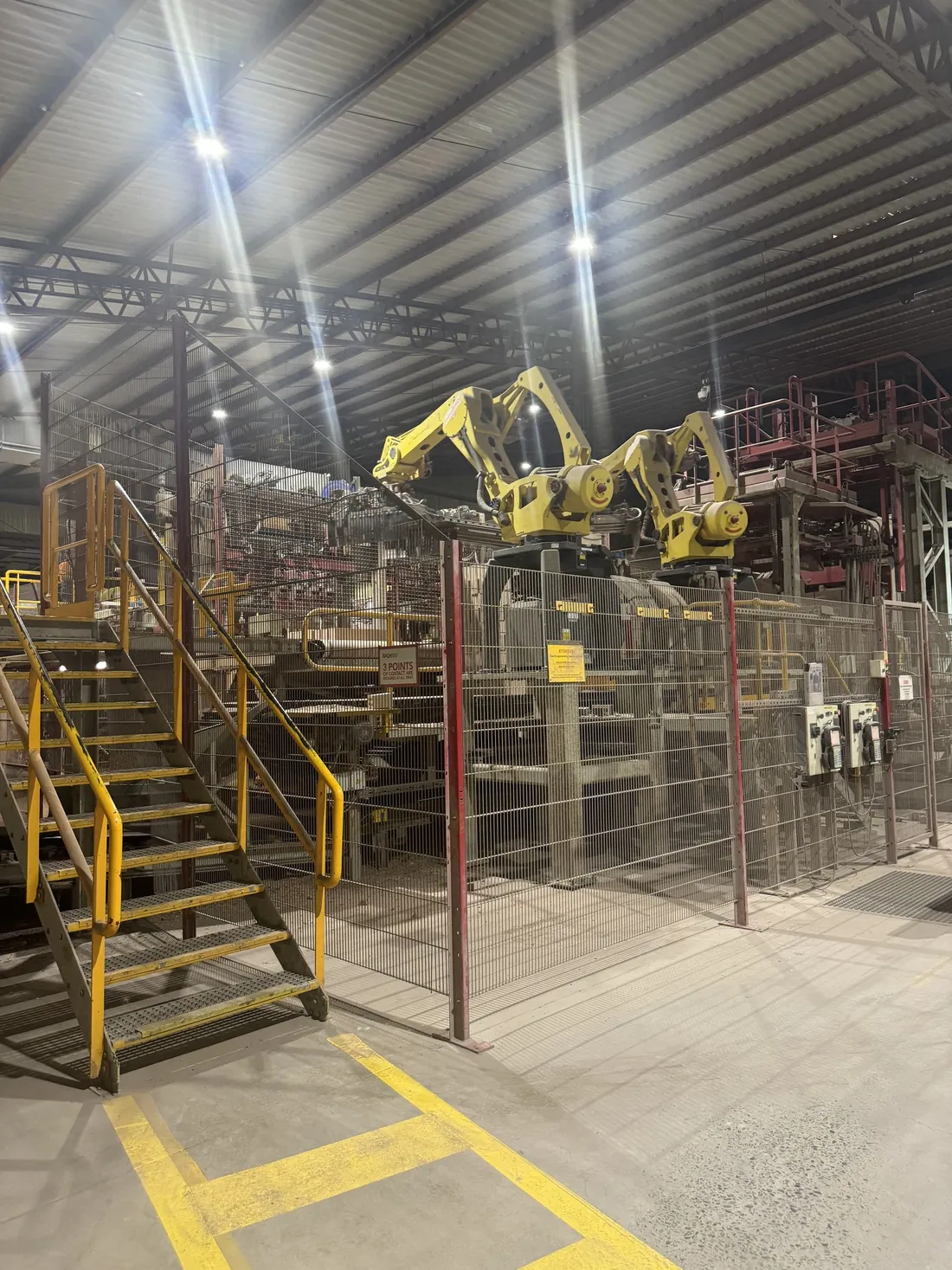 Robotic handling on a brick production line