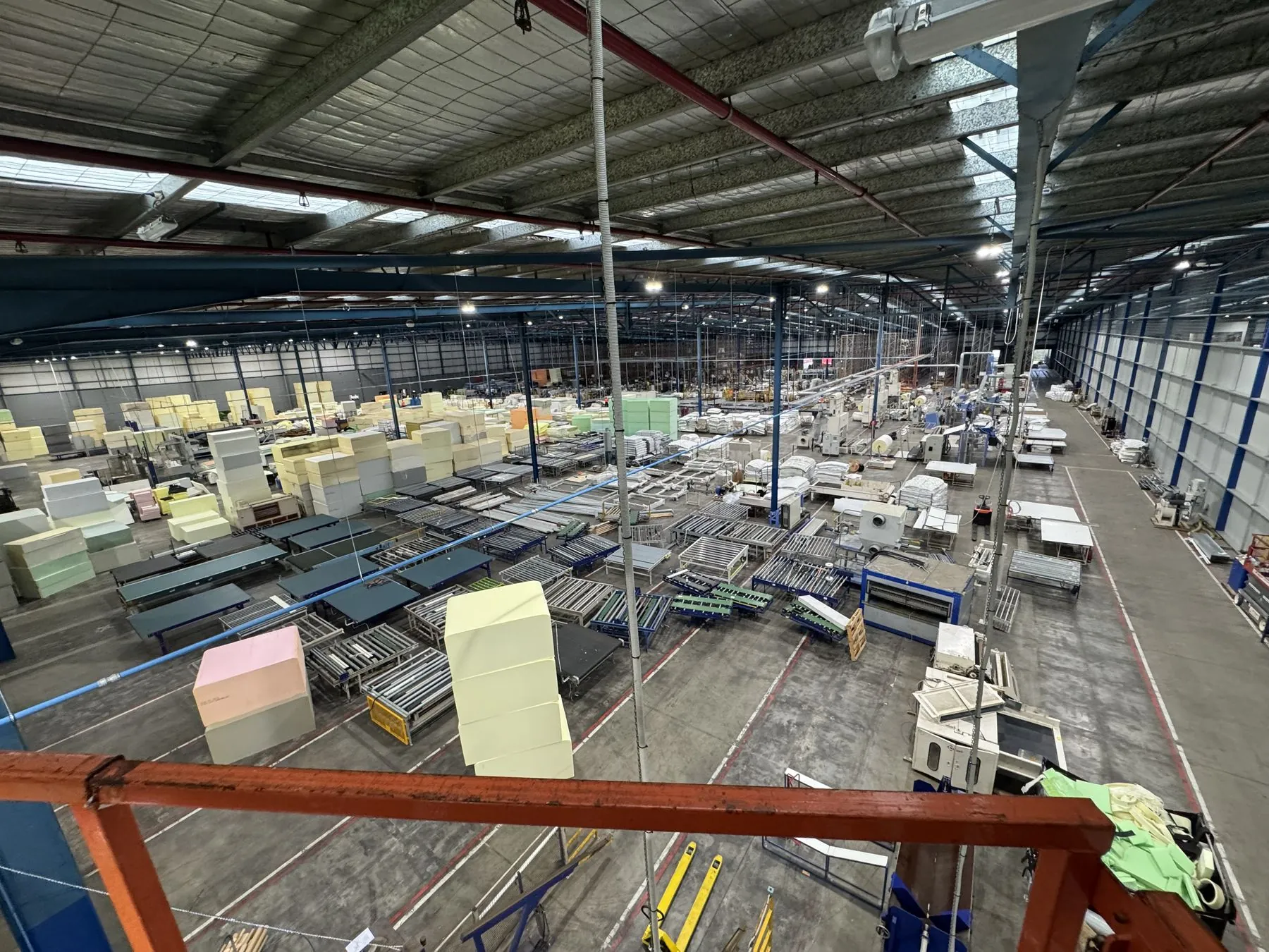 Manufacturing floor at a foam production plant