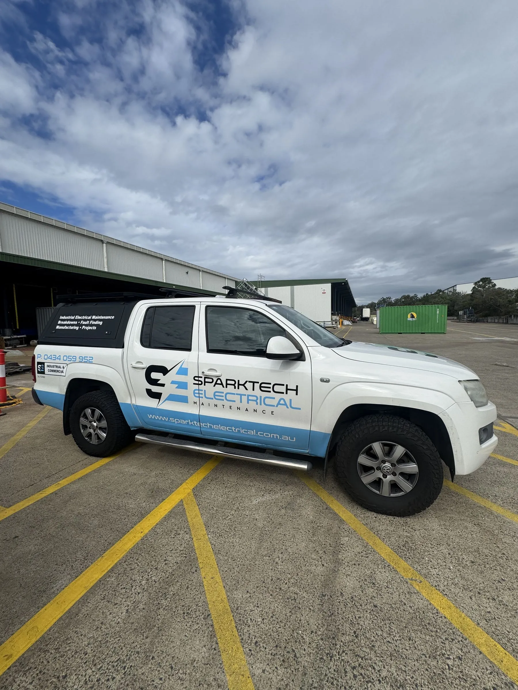 Sparktech service vehicle at an industrial site